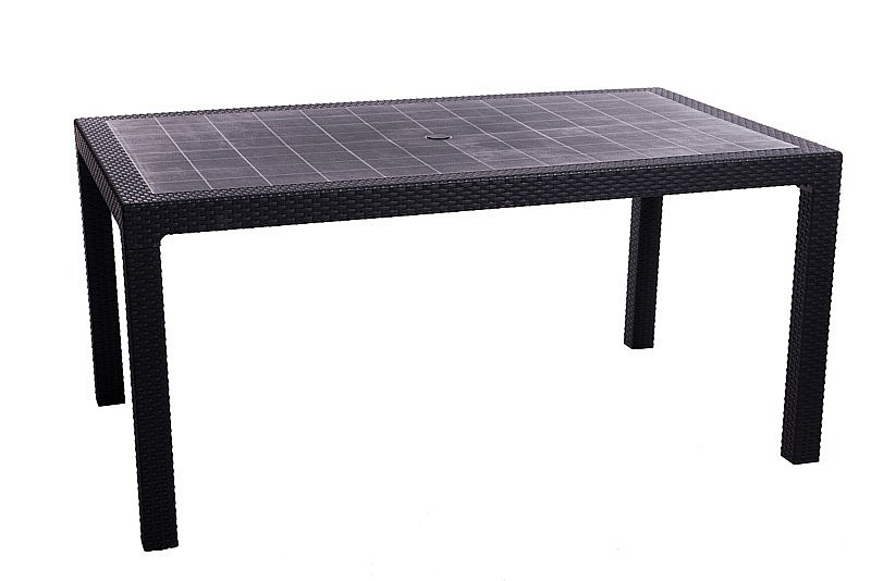 DEOKORK Záhradný stôl z umelého ratanu MANHATTAN 161 x 95 cm (antracit)