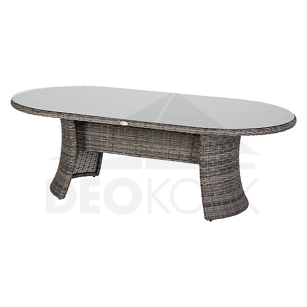 Ratanový stôl jedálenský oválny 218 x 118 cm BORNEO LUXURY (sivá)