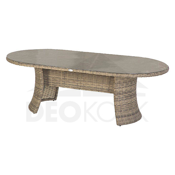 Ratanový stôl jedálenský oválný 218 x 118 cm BORNEO LUXURY (hnedá)