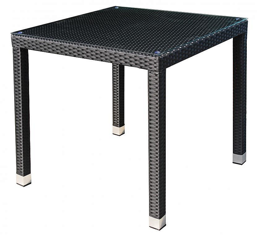 E-shop DEOKORK Záhradný ratanový stôl NAPOLI 80x80 cm (čierna)