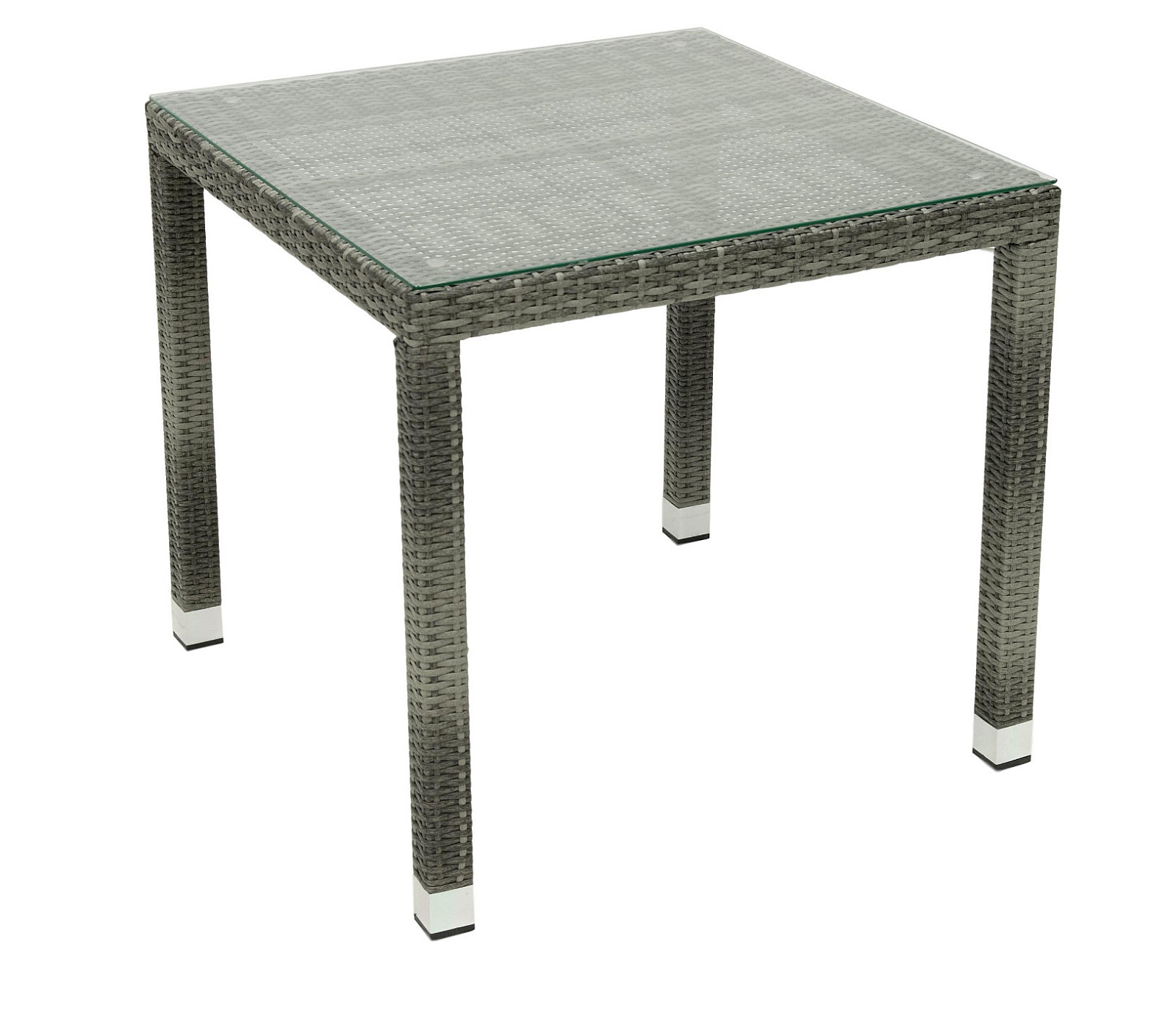 DEOKORK Záhradný ratanový stôl NAPOLI 80x80 cm (sivá)
