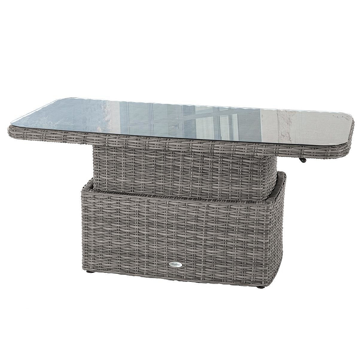 DEOKORK Ratanový stôl jedálenský/odkladací BORNEO 150 x 80 cm (sivá)