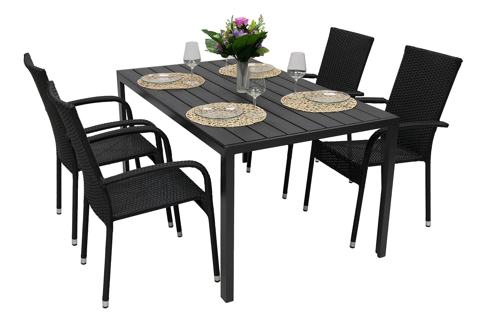 E-shop DEOKORK Záhradná ratanová zostava SIENA 1+4 (rôzne dĺžky) stôl 205x90 cm