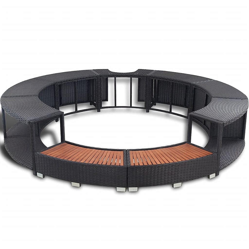 E-shop DEOKORK Set nábytku k mobilnej vírivke kruhovej (čierny umelý polyratan)